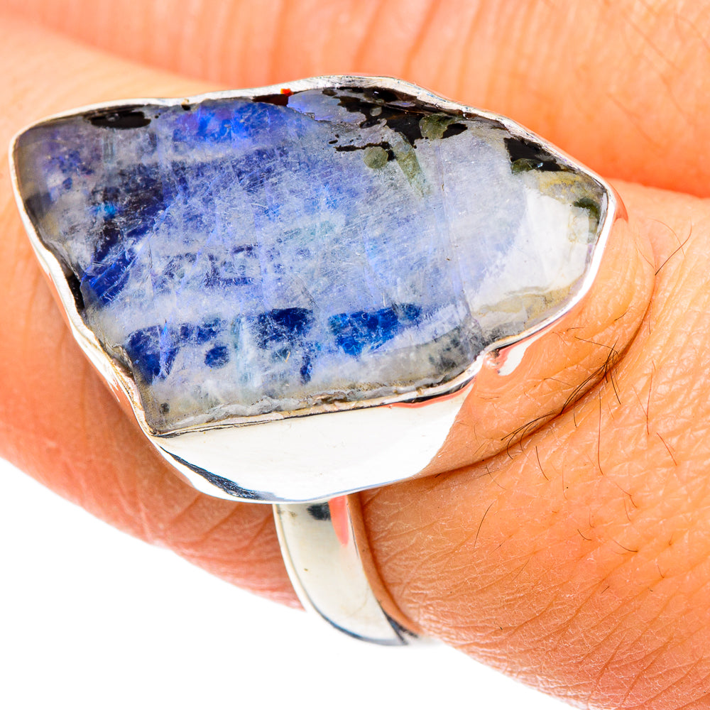 Rainbow Moonstone Rings handcrafted by Anasilvercos - RING88406