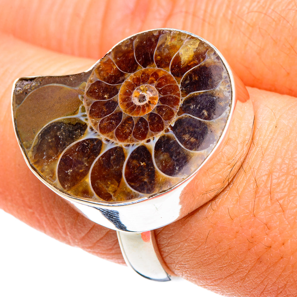 Ammonite Fossil Rings handcrafted by Anasilvercos - RING88425