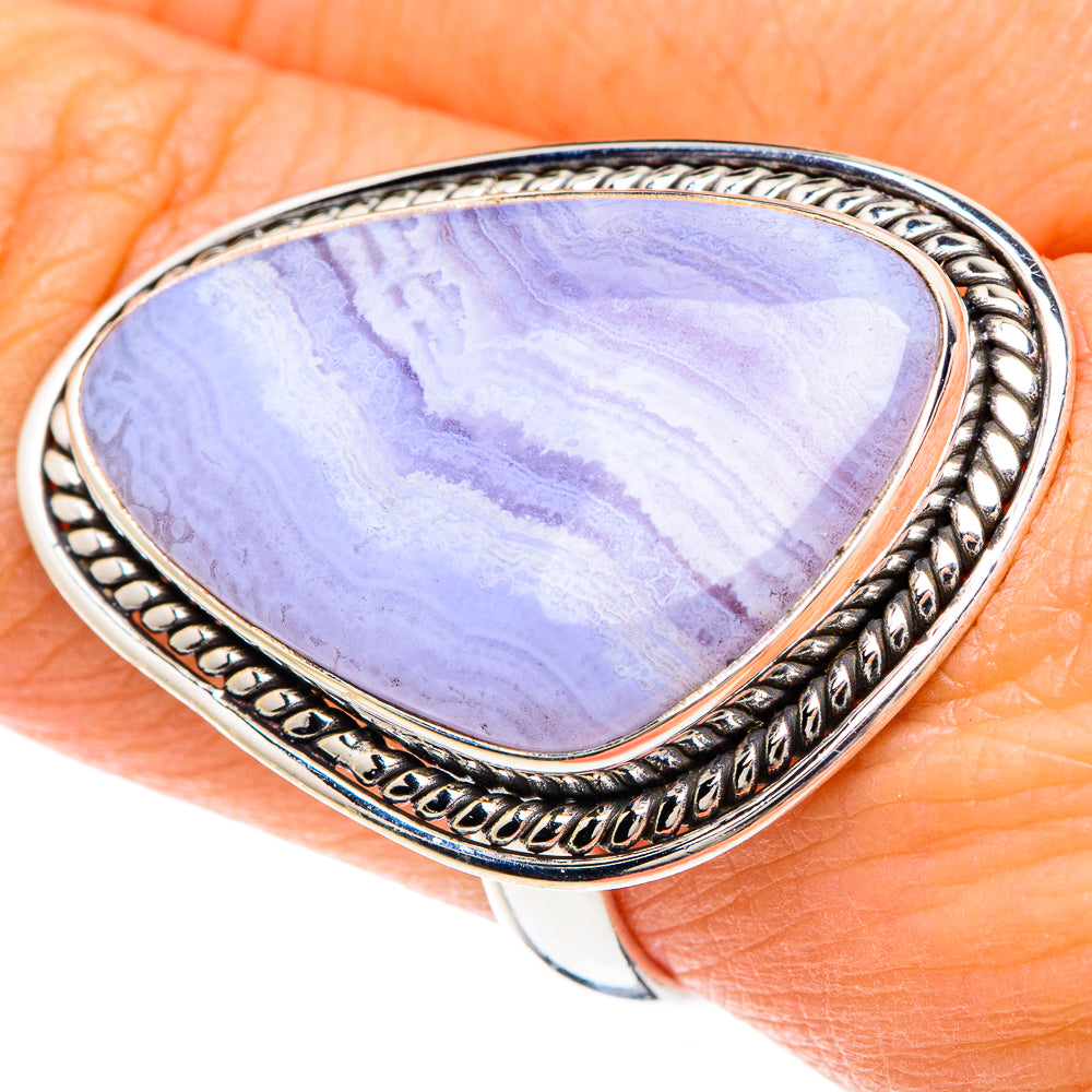 Blue Lace Agate Rings handcrafted by Anasilvercos - RING88434