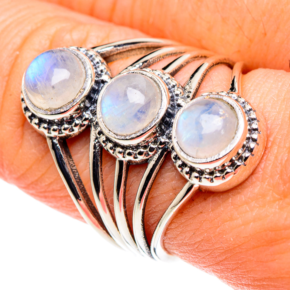 Rainbow Moonstone Rings handcrafted by Anasilvercos - RING88463