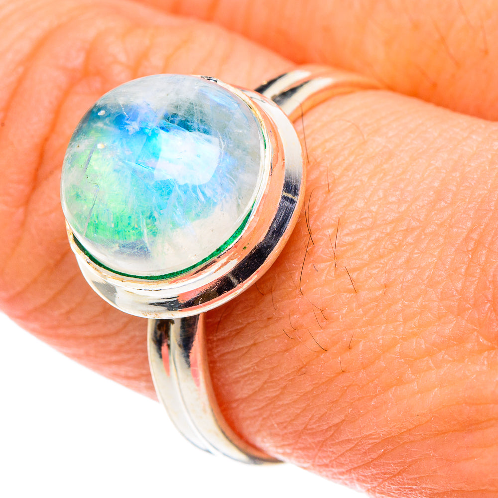 Rainbow Moonstone Rings handcrafted by Anasilvercos - RING88502