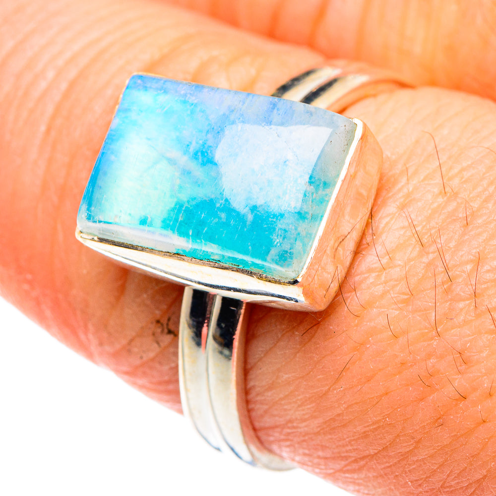 Rainbow Moonstone Rings handcrafted by Anasilvercos - RING88525
