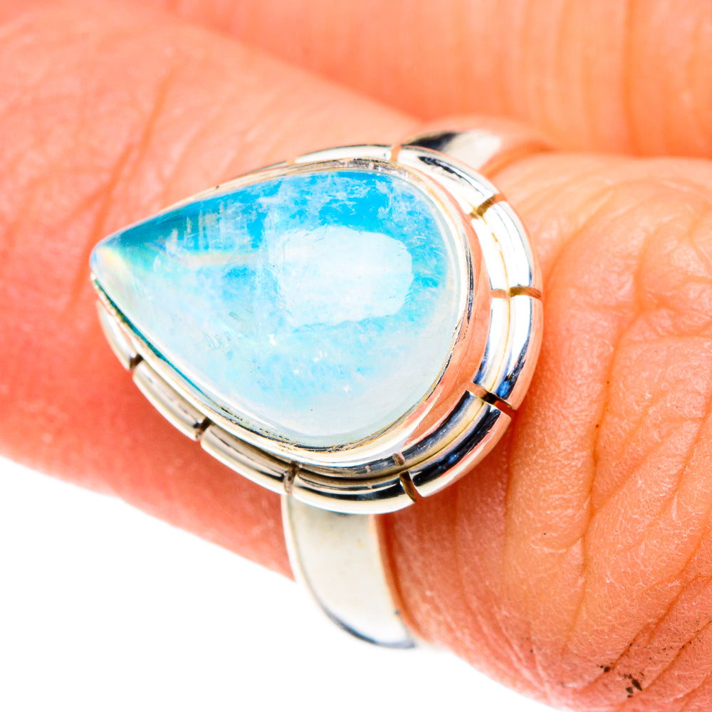 Rainbow Moonstone Rings handcrafted by Anasilvercos - RING88528