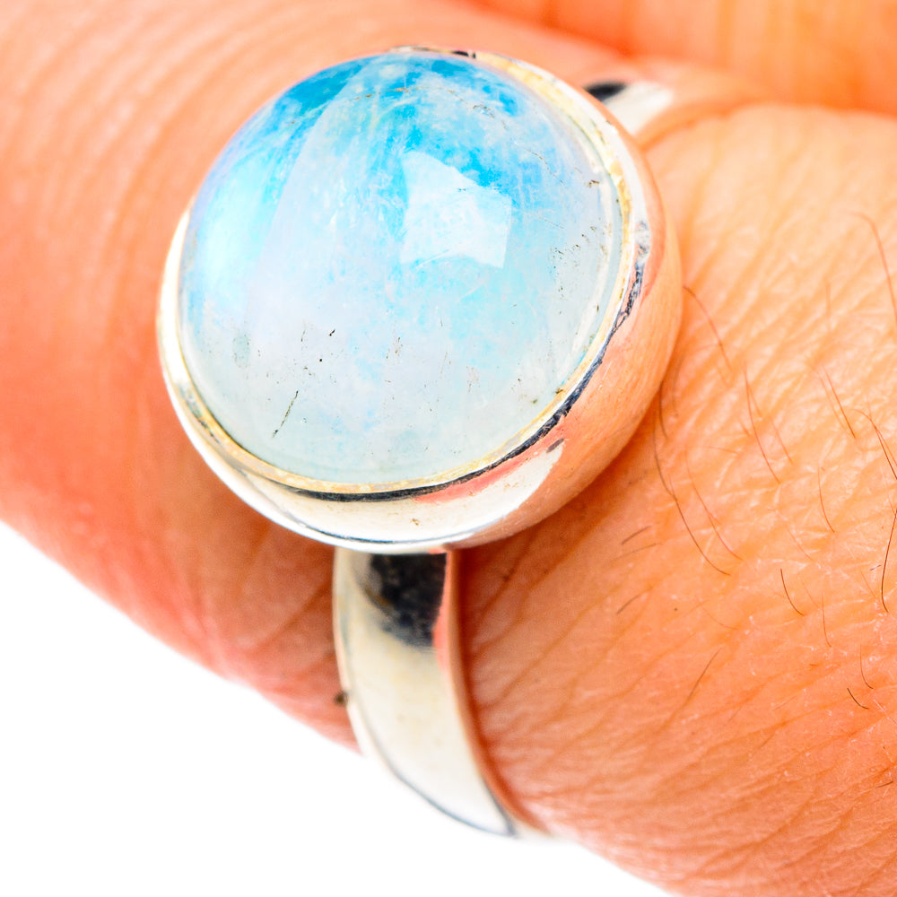 Rainbow Moonstone Rings handcrafted by Anasilvercos - RING88529