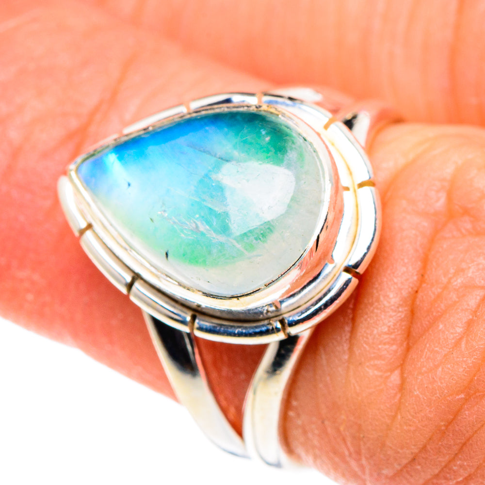 Rainbow Moonstone Rings handcrafted by Anasilvercos - RING88552