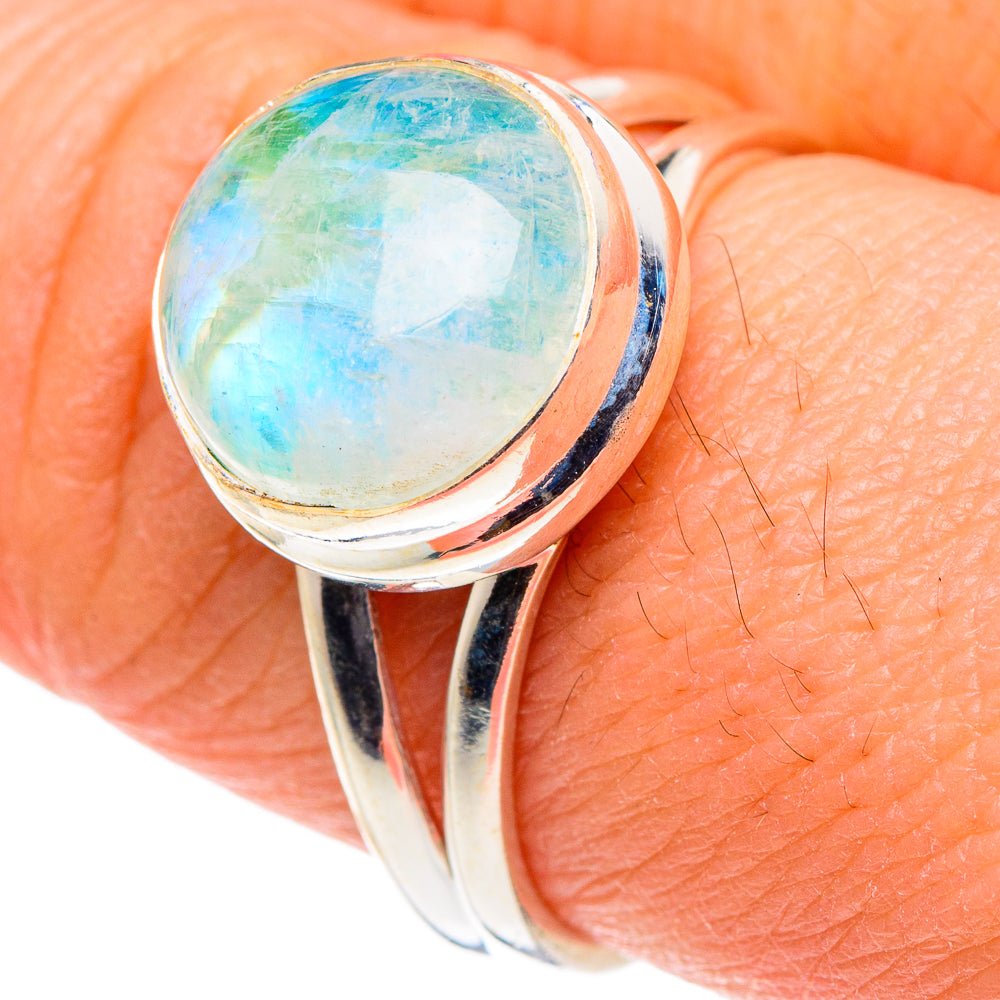 Rainbow Moonstone Rings handcrafted by Anasilvercos - RING88555