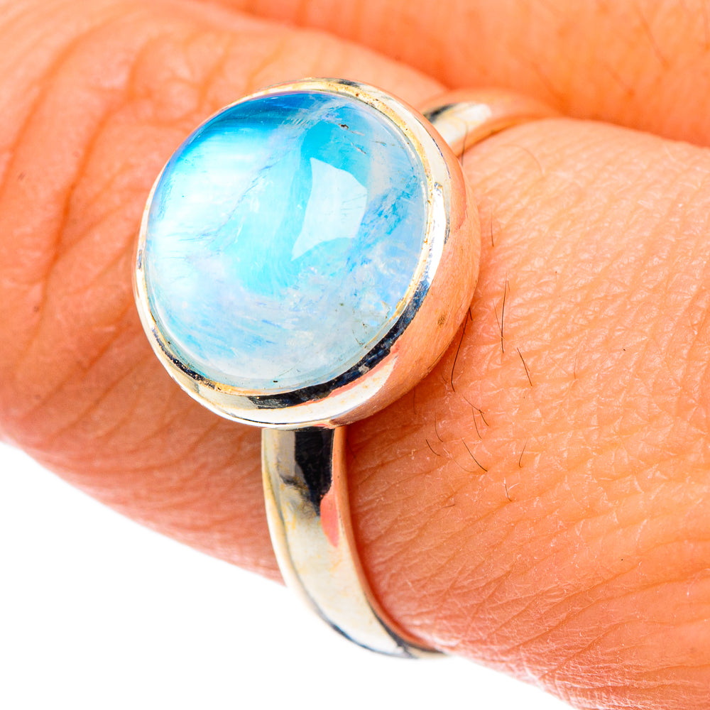 Rainbow Moonstone Rings handcrafted by Anasilvercos - RING88578
