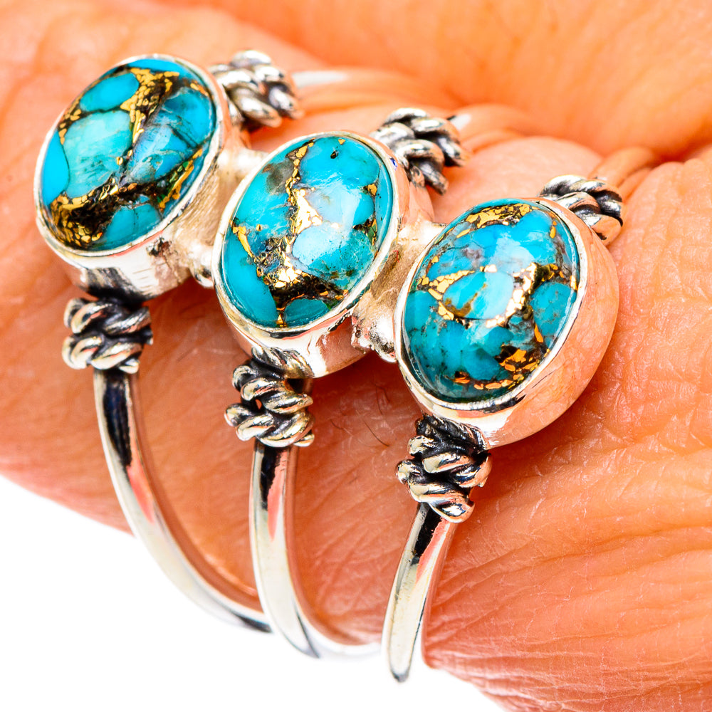 Blue Copper Composite Turquoise Rings handcrafted by Anasilvercos - RING88591