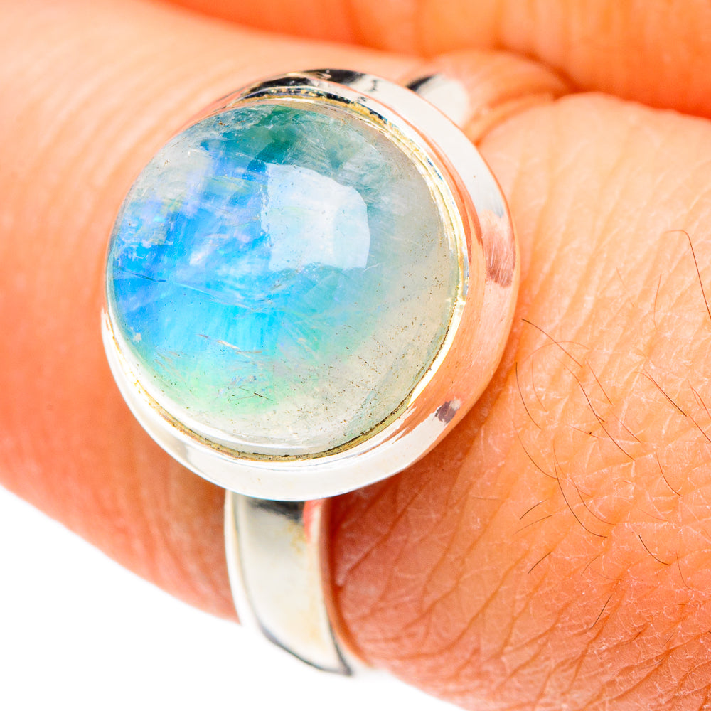 Rainbow Moonstone Rings handcrafted by Anasilvercos - RING88596