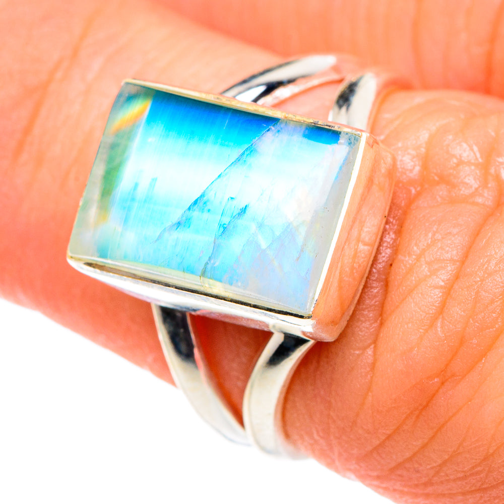 Rainbow Moonstone Rings handcrafted by Anasilvercos - RING88615