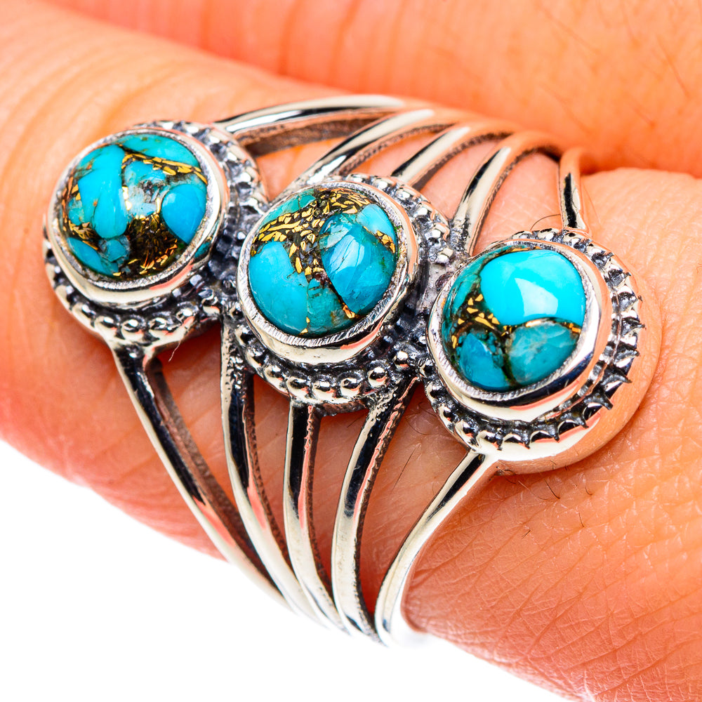 Blue Copper Composite Turquoise Rings handcrafted by Anasilvercos - RING88626