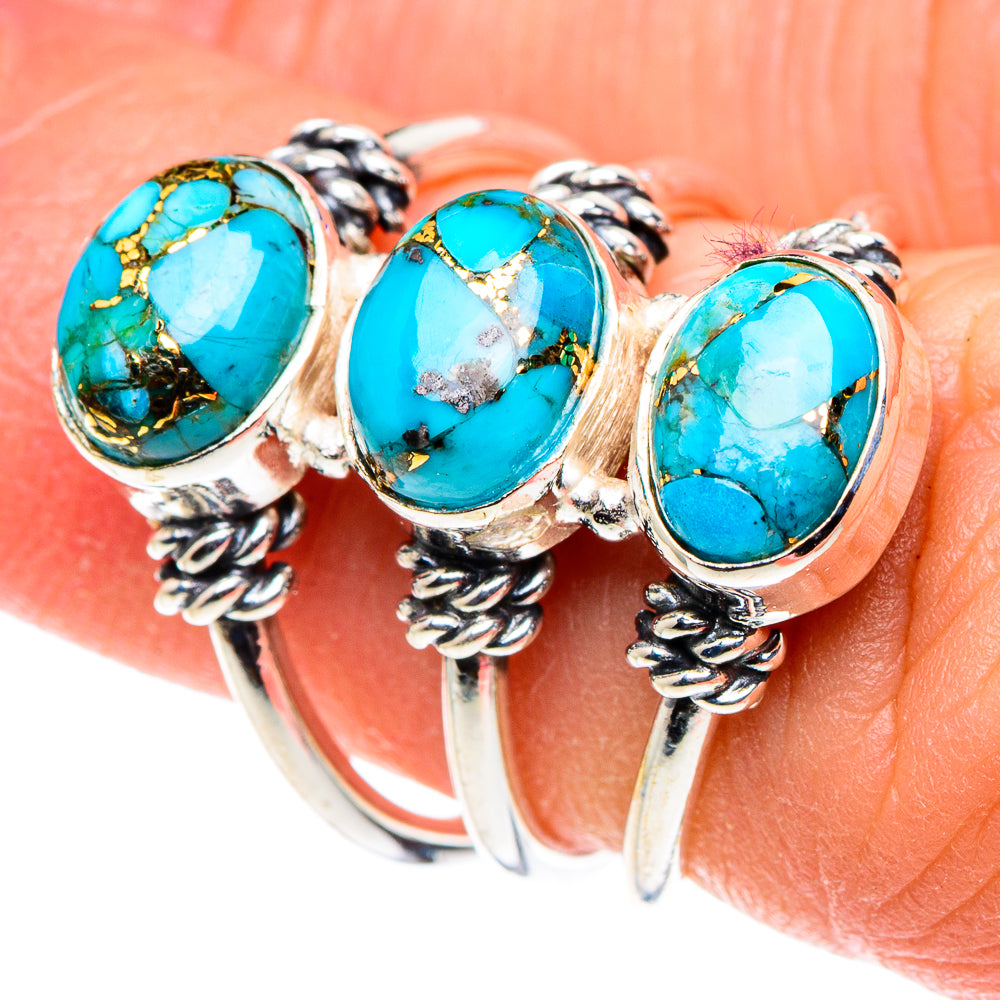 Blue Copper Composite Turquoise Rings handcrafted by Anasilvercos - RING88657
