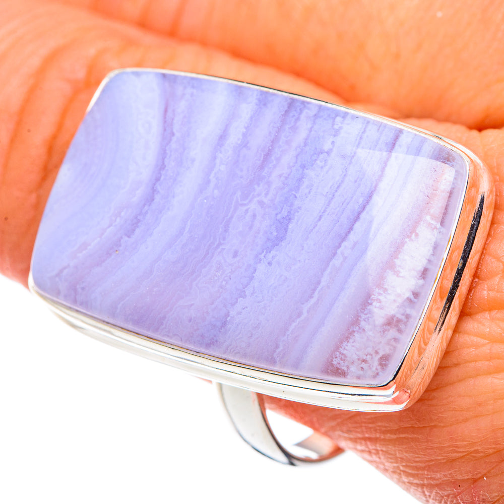 Blue Lace Agate Rings handcrafted by Anasilvercos - RING88715