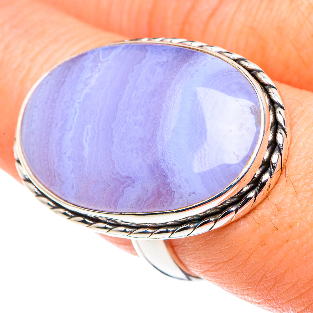 Blue Lace Agate Rings handcrafted by Anasilvercos - RING88716