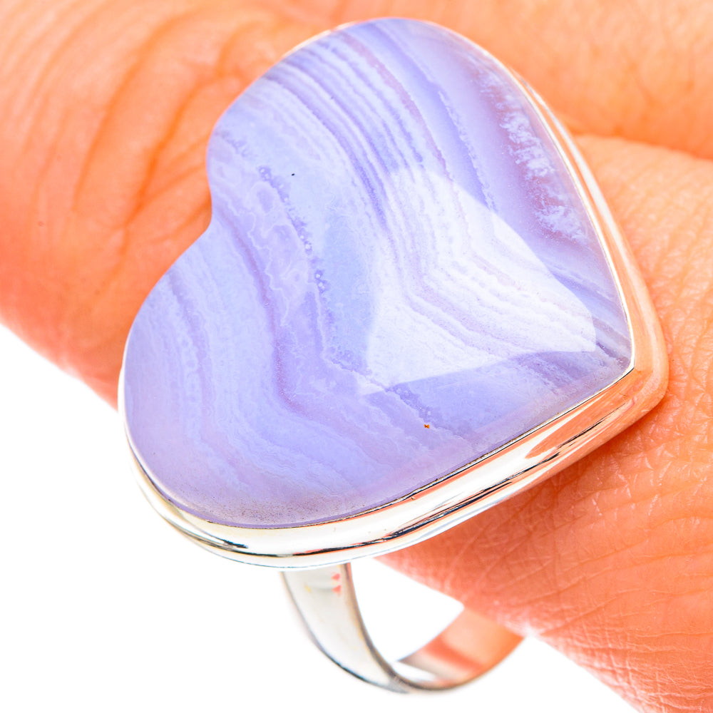 Blue Lace Agate Rings handcrafted by Anasilvercos - RING88717
