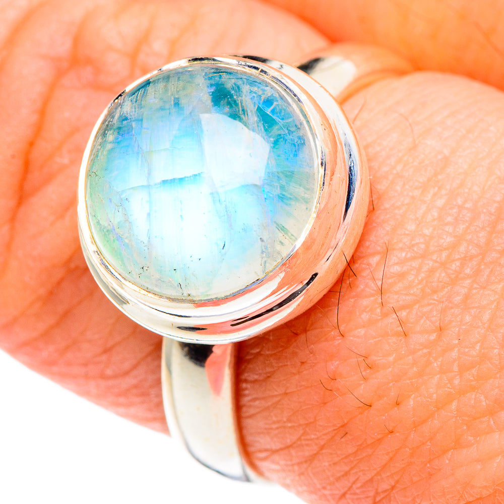 Rainbow Moonstone Rings handcrafted by Anasilvercos - RING88765