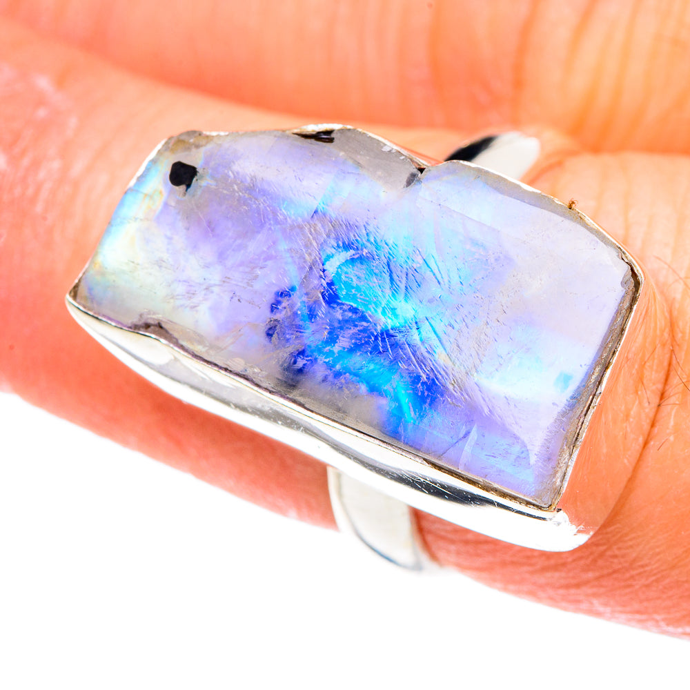 Rainbow Moonstone Rings handcrafted by Anasilvercos - RING88777