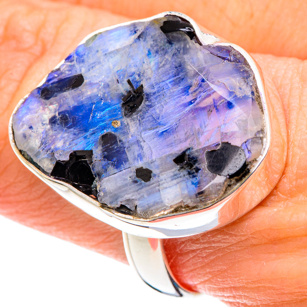 Rainbow Moonstone Rings handcrafted by Anasilvercos - RING88812