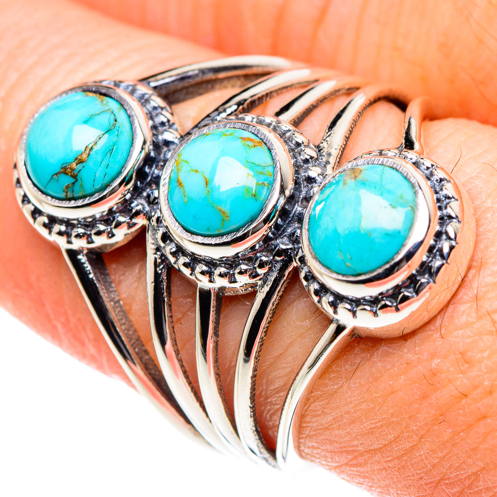 Blue Copper Composite Turquoise Rings handcrafted by Anasilvercos - RING88825