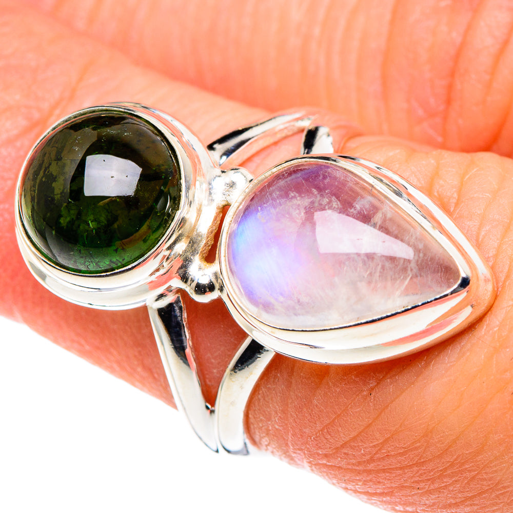 Rainbow Moonstone Rings handcrafted by Anasilvercos - RING88831
