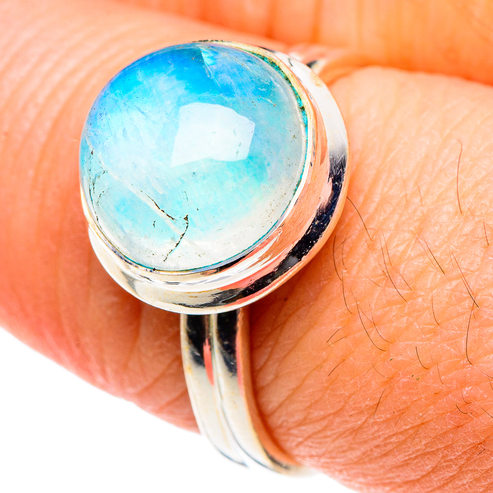 Rainbow Moonstone Rings handcrafted by Anasilvercos - RING88832