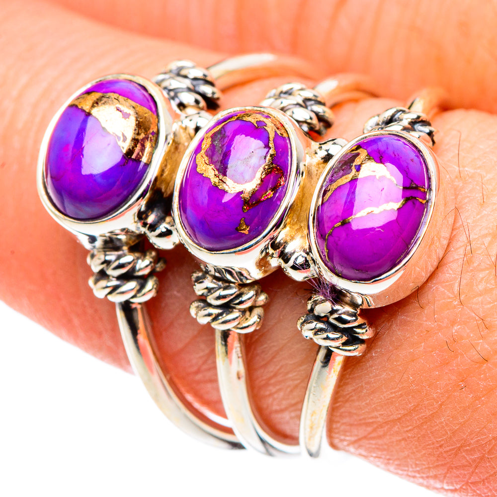 Purple Copper Composite Turquoise Rings handcrafted by Anasilvercos - RING88907