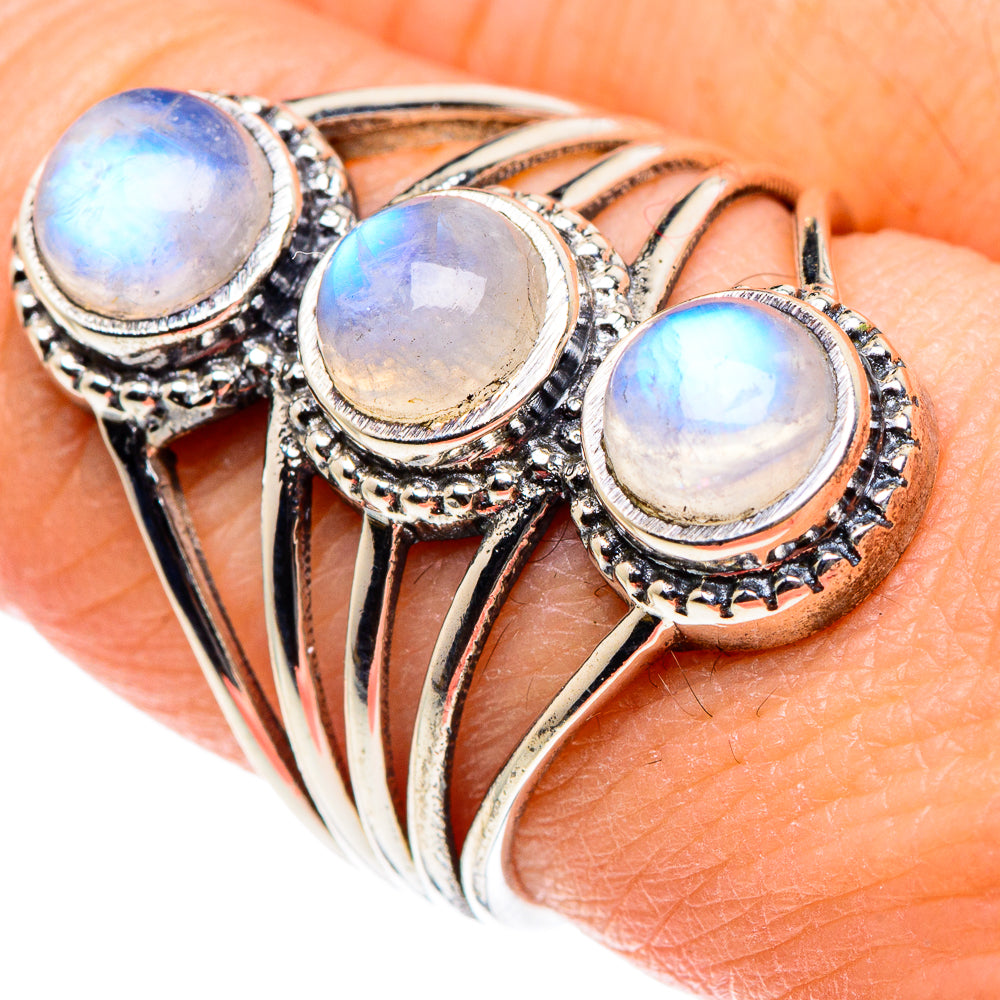 Rainbow Moonstone Rings handcrafted by Anasilvercos - RING88912
