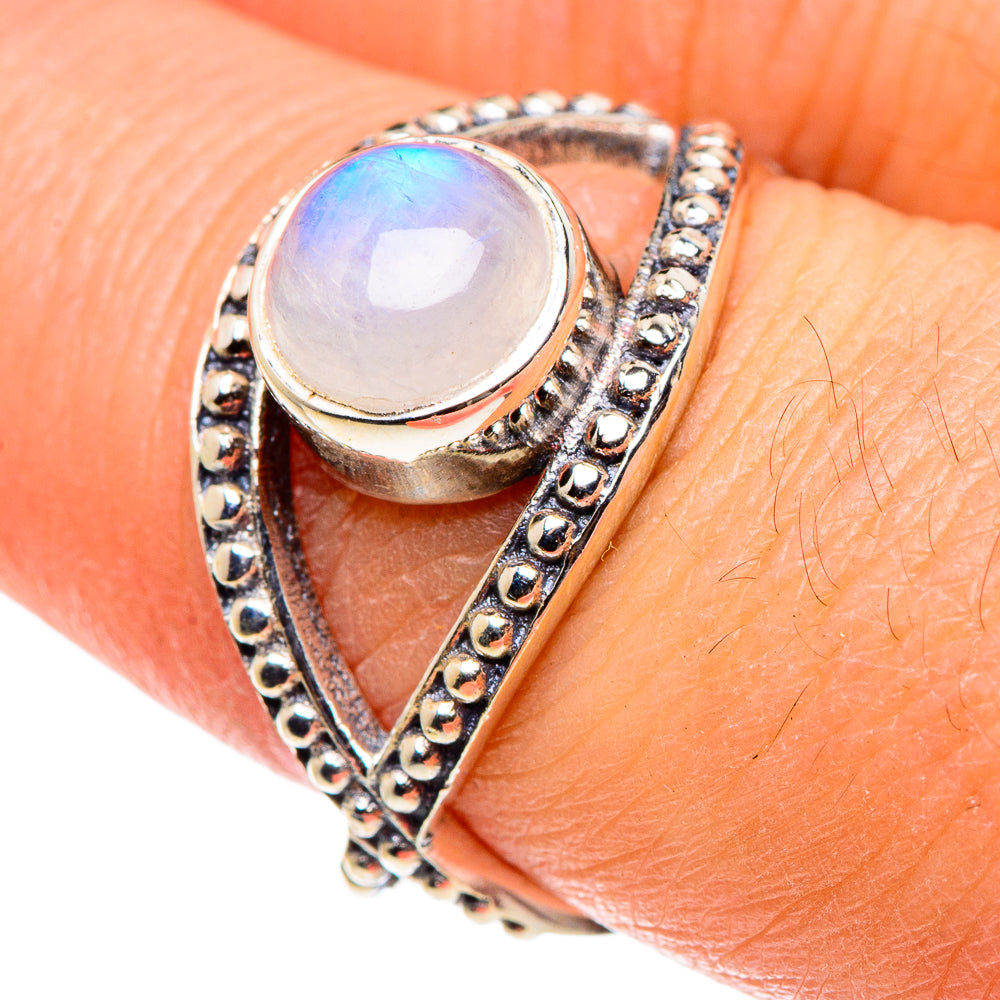Rainbow Moonstone Rings handcrafted by Anasilvercos - RING88943