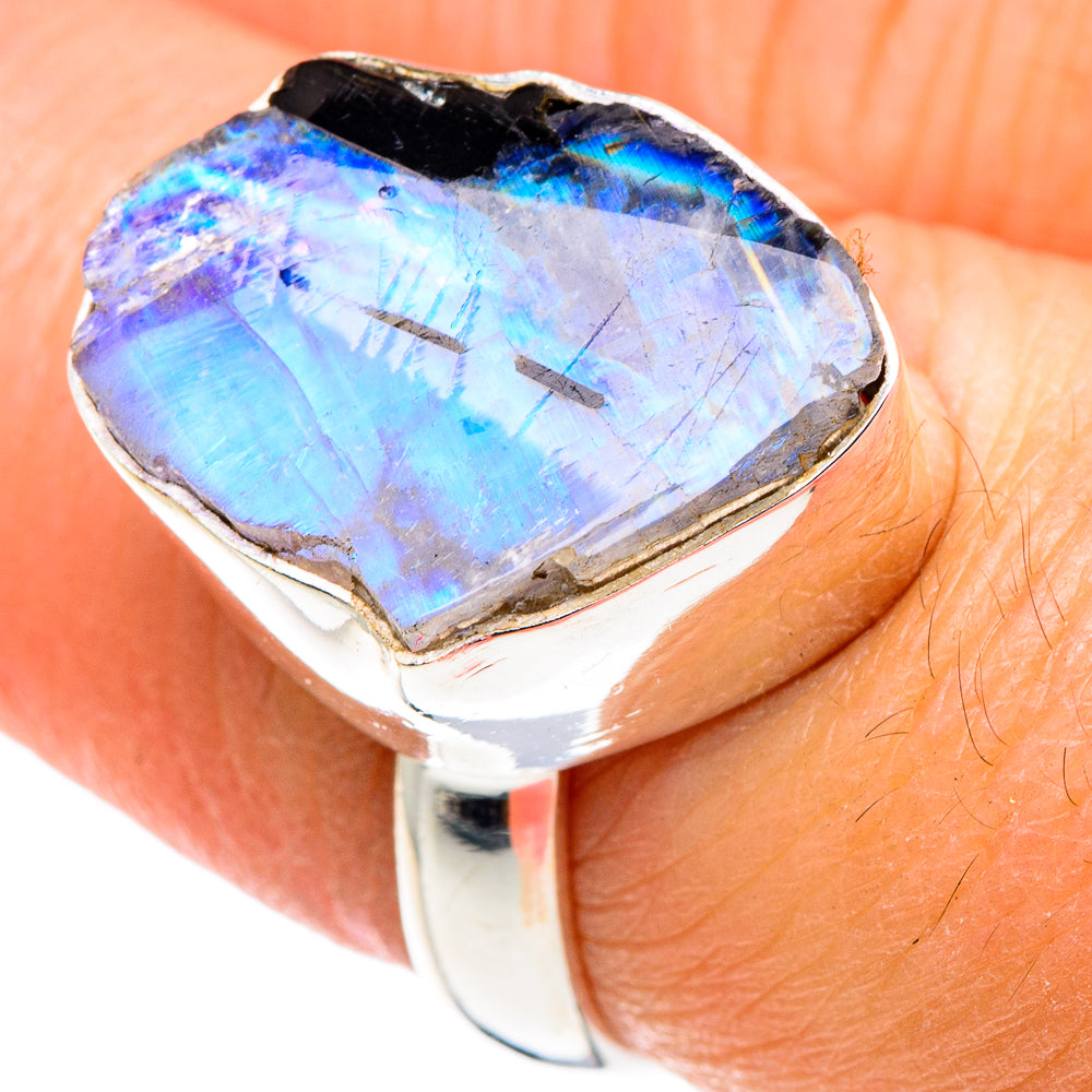 Rainbow Moonstone Rings handcrafted by Anasilvercos - RING88944