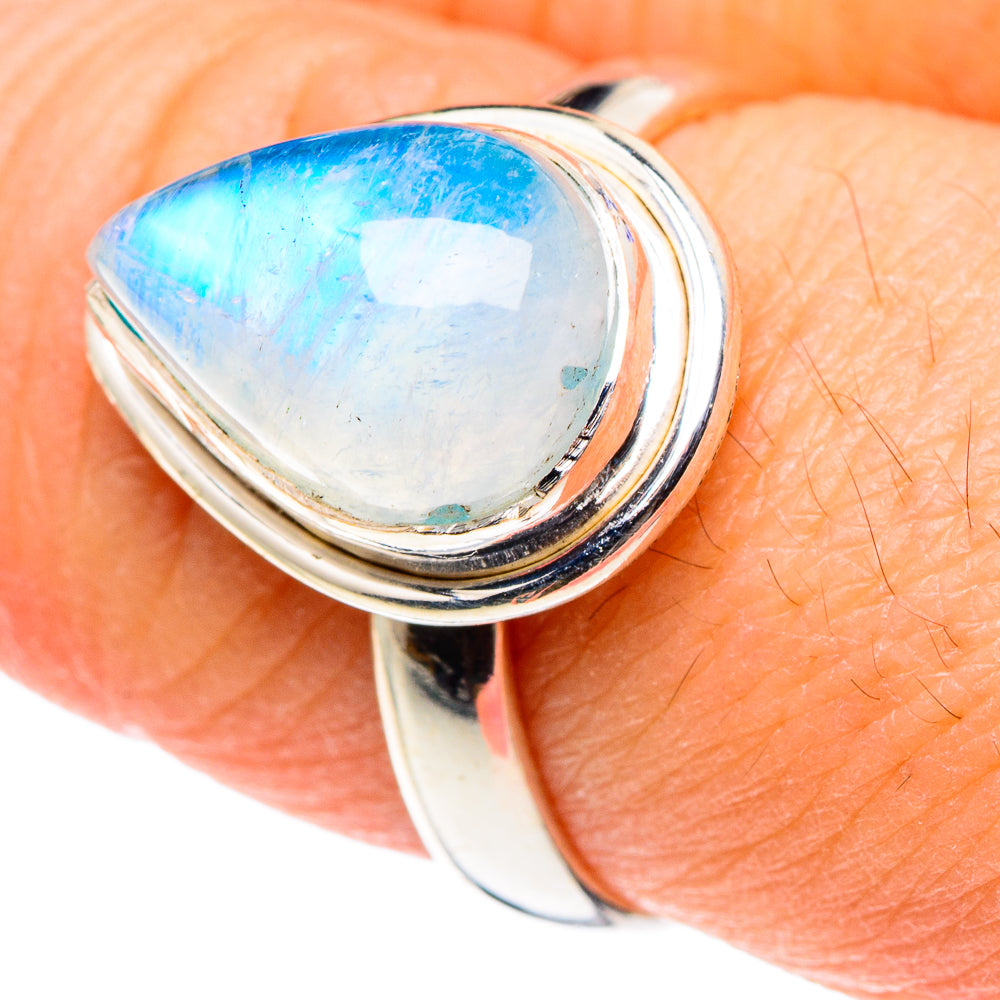 Rainbow Moonstone Rings handcrafted by Anasilvercos - RING88987