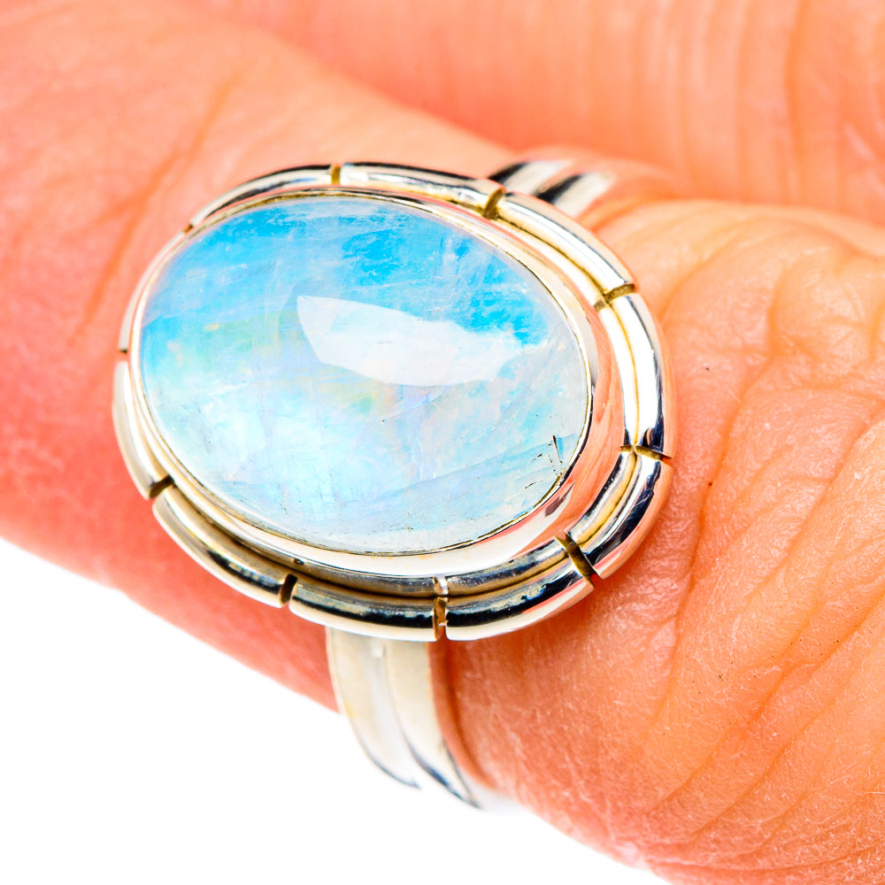 Rainbow Moonstone Rings handcrafted by Anasilvercos - RING88989