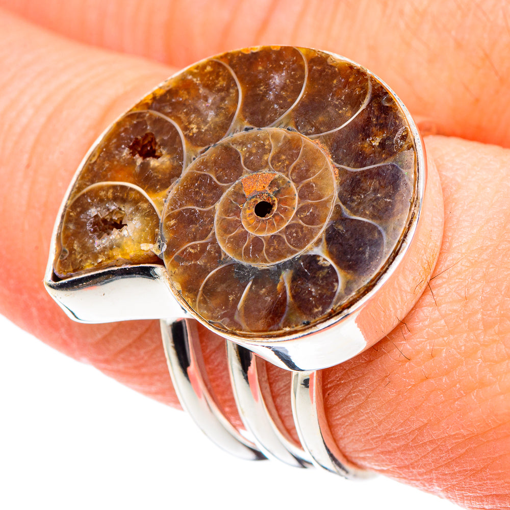 Ammonite Fossil Rings handcrafted by Anasilvercos - RING89015