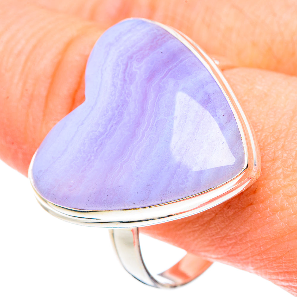 Blue Lace Agate Rings handcrafted by Anasilvercos - RING89028