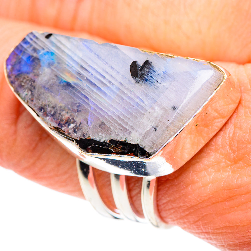Rainbow Moonstone Rings handcrafted by Anasilvercos - RING89029