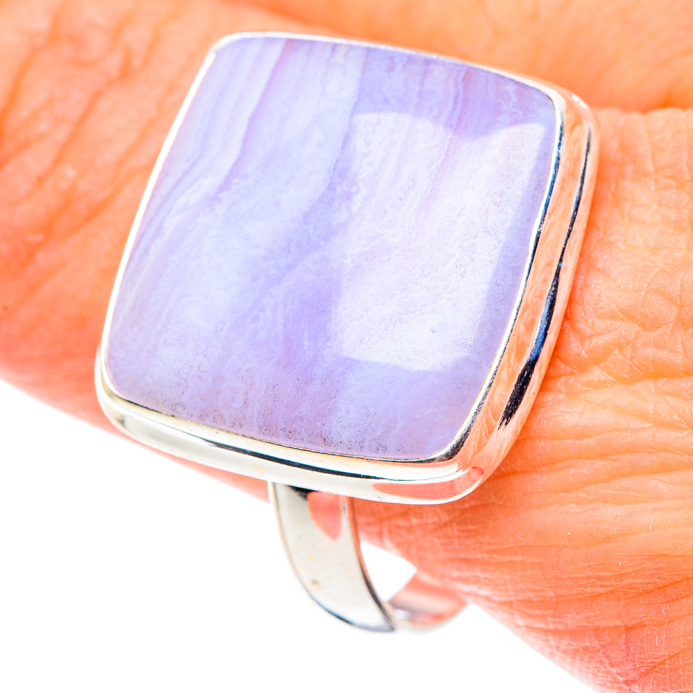 Blue Lace Agate Rings handcrafted by Anasilvercos - RING89064