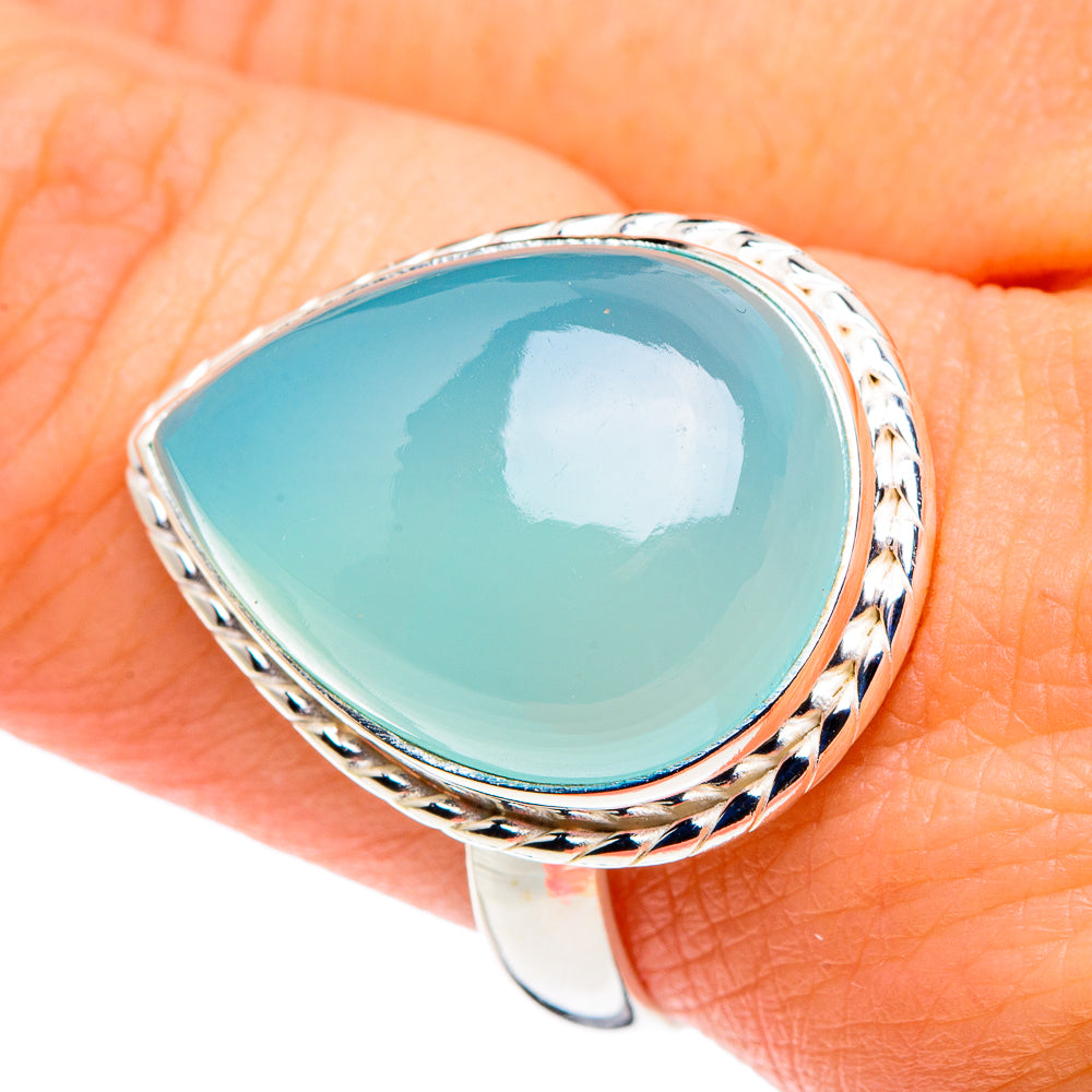Aqua Chalcedony Rings handcrafted by Anasilvercos - RING89069