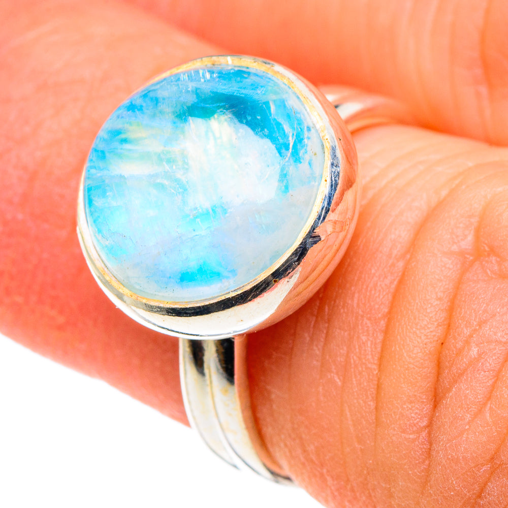 Rainbow Moonstone Rings handcrafted by Anasilvercos - RING89074
