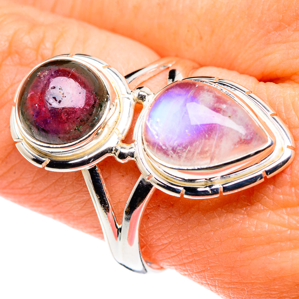 Rainbow Moonstone Rings handcrafted by Anasilvercos - RING89096