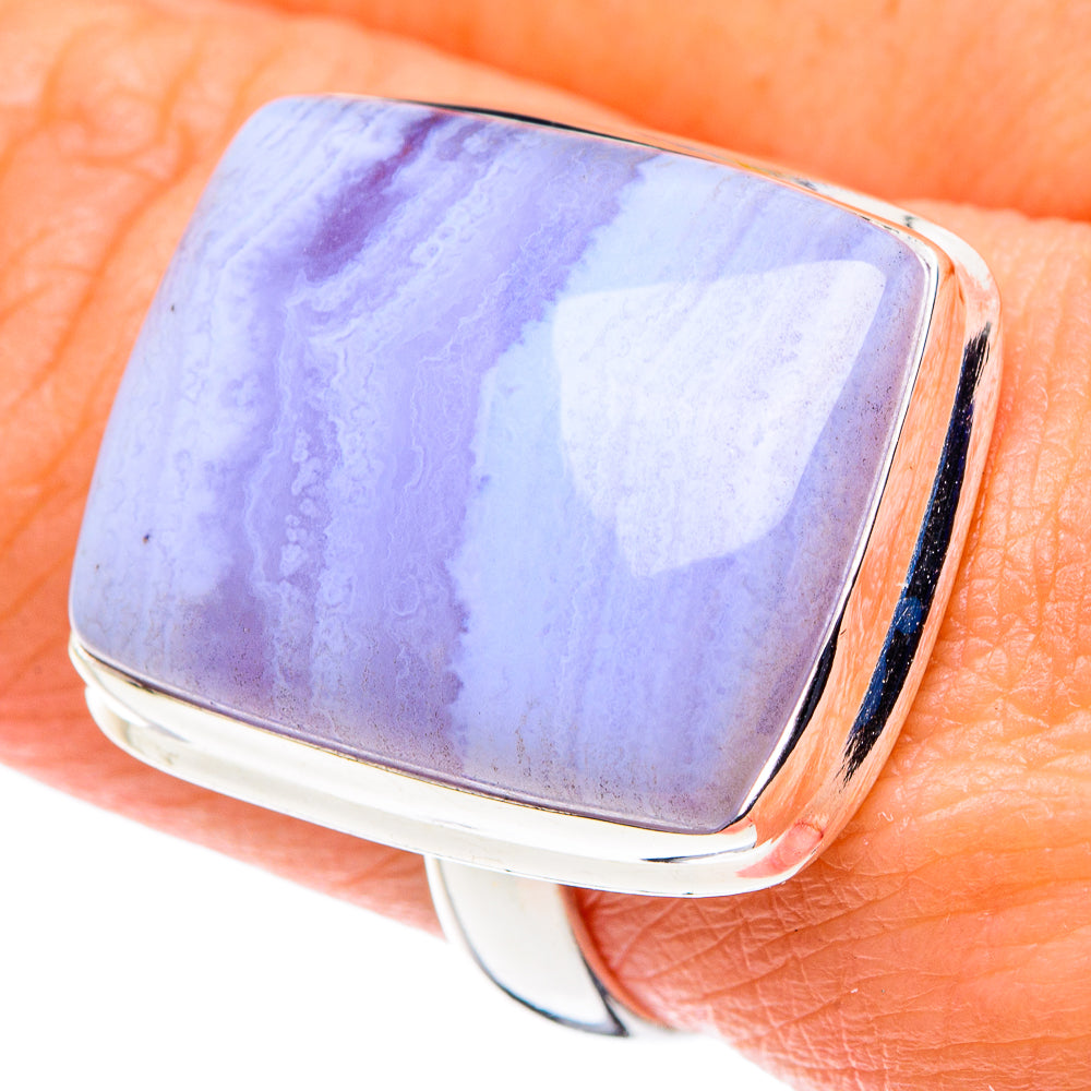Blue Lace Agate Rings handcrafted by Anasilvercos - RING89131