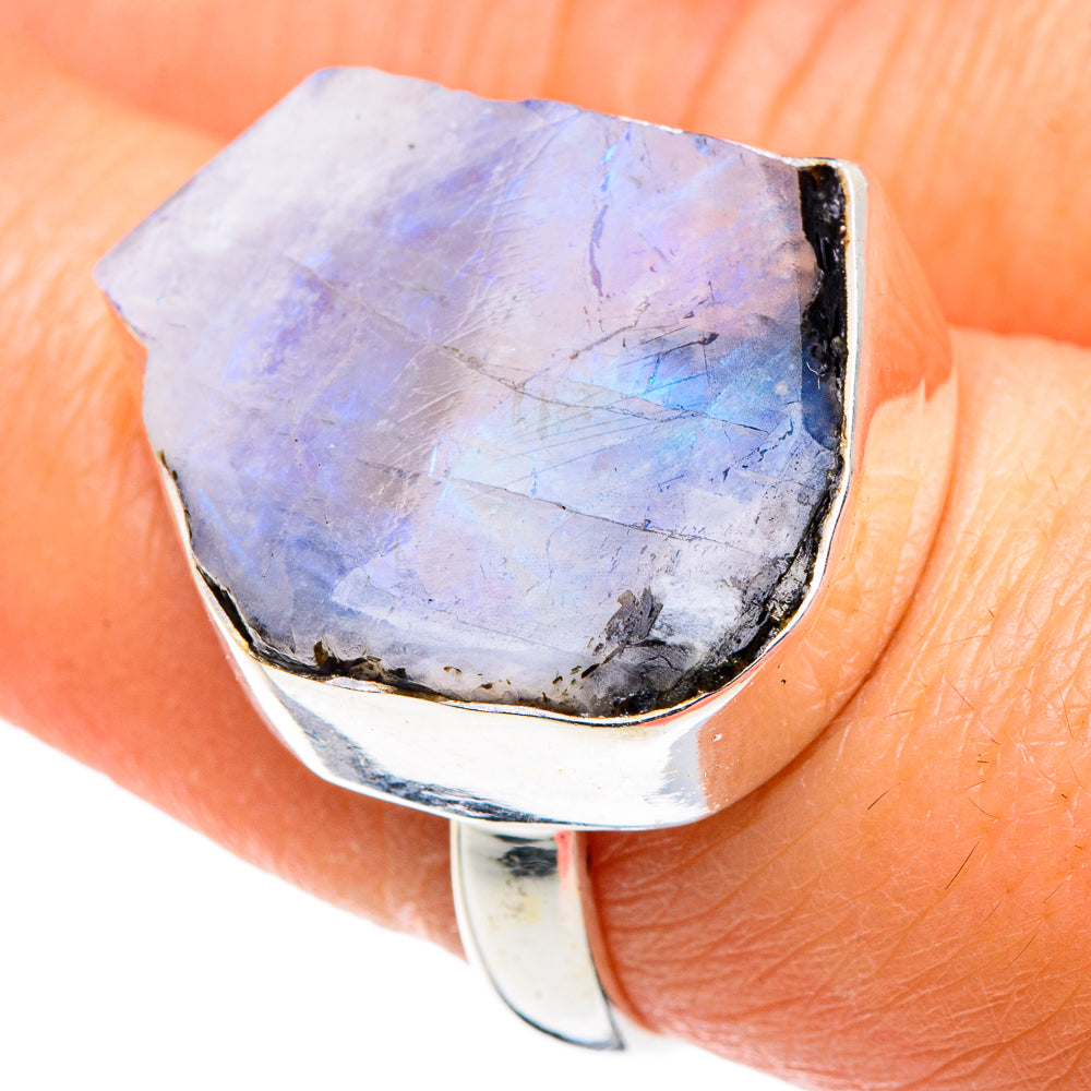 Rainbow Moonstone Rings handcrafted by Anasilvercos - RING89132