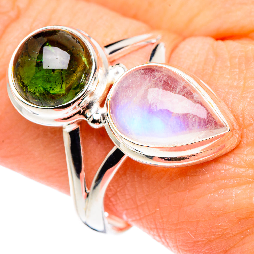 Rainbow Moonstone Rings handcrafted by Anasilvercos - RING89145