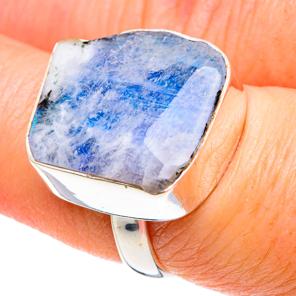 Rainbow Moonstone Rings handcrafted by Anasilvercos - RING89165