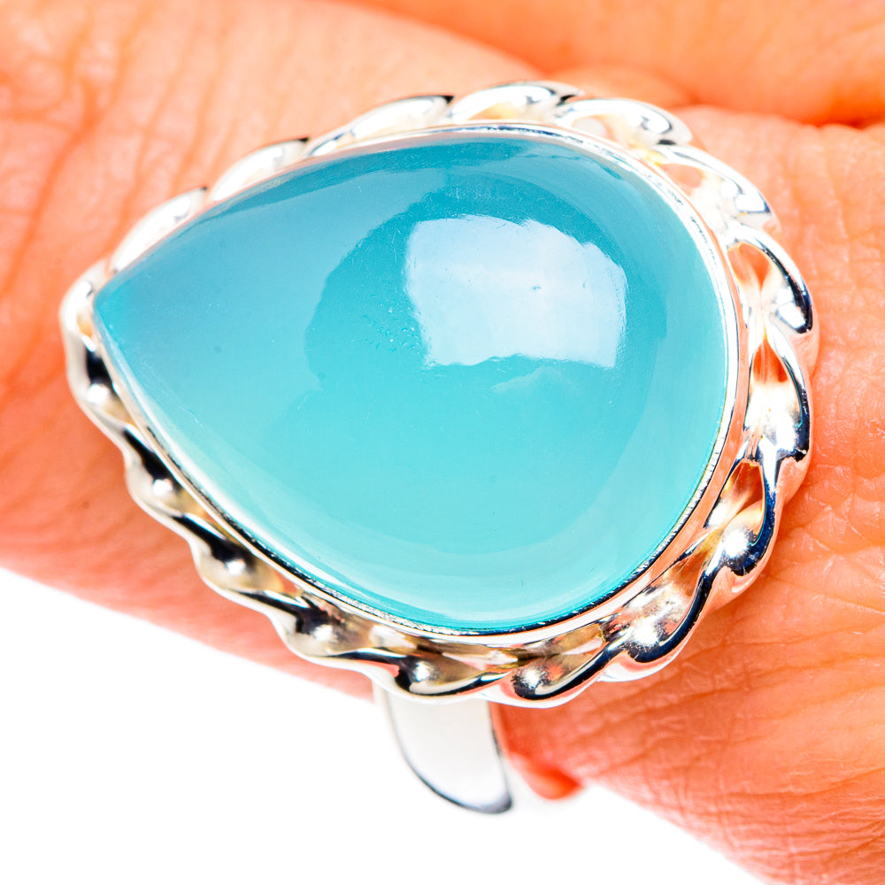 Aqua Chalcedony Rings handcrafted by Anasilvercos - RING89173