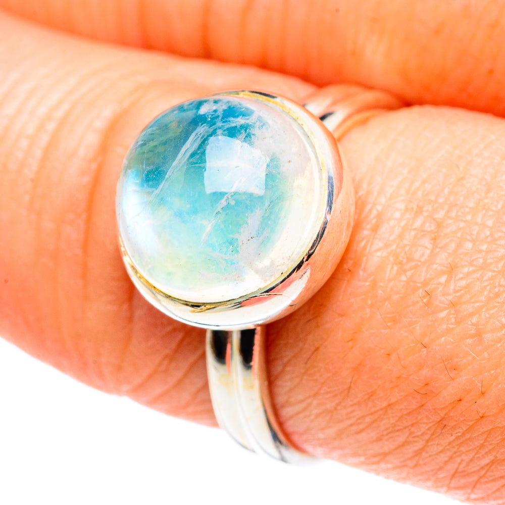 Rainbow Moonstone Rings handcrafted by Anasilvercos - RING89178