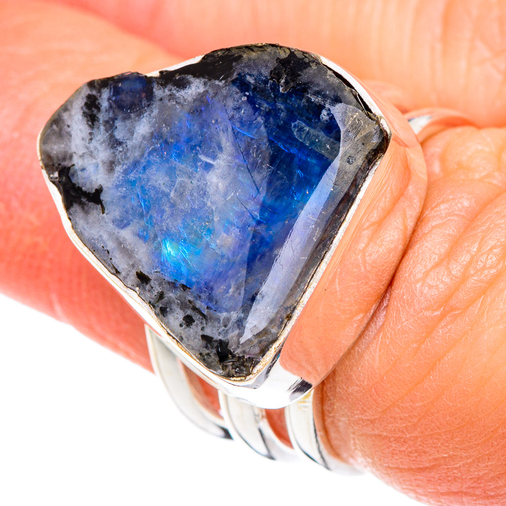 Rainbow Moonstone Rings handcrafted by Anasilvercos - RING89193
