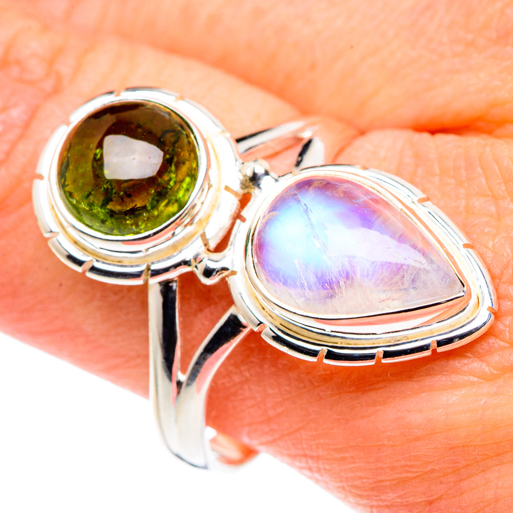 Rainbow Moonstone Rings handcrafted by Anasilvercos - RING89206