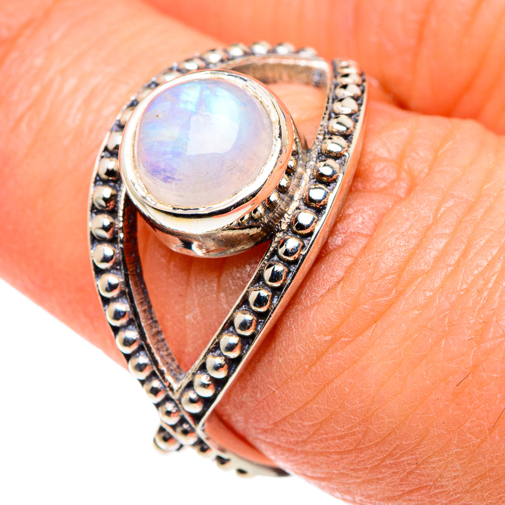 Rainbow Moonstone Rings handcrafted by Anasilvercos - RING89247