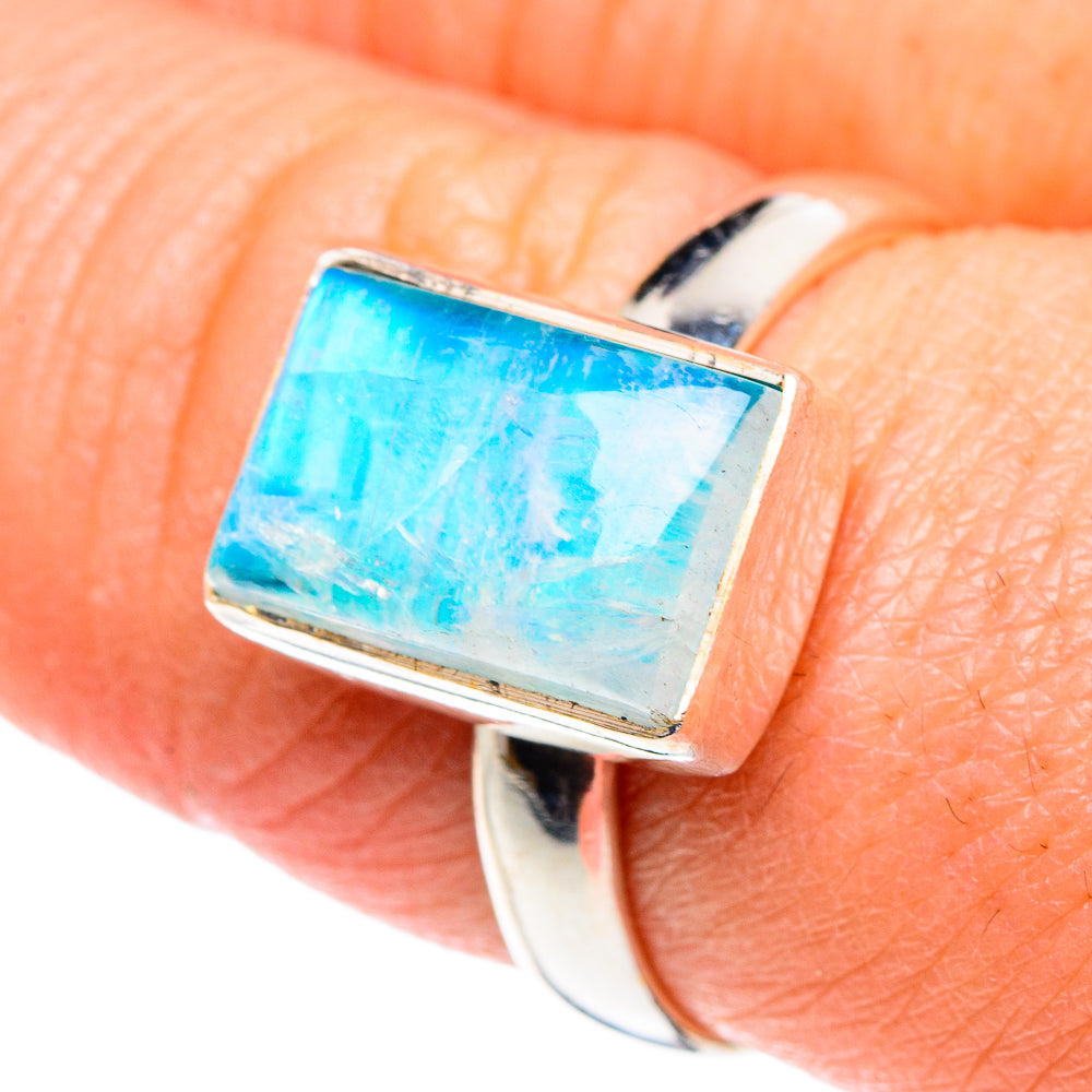 Rainbow Moonstone Rings handcrafted by Anasilvercos - RING89261