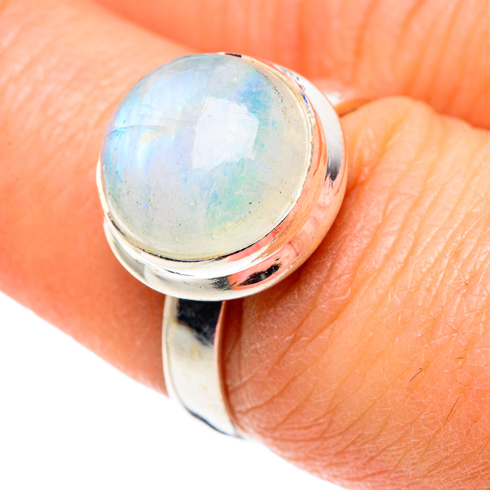 Rainbow Moonstone Rings handcrafted by Anasilvercos - RING89263