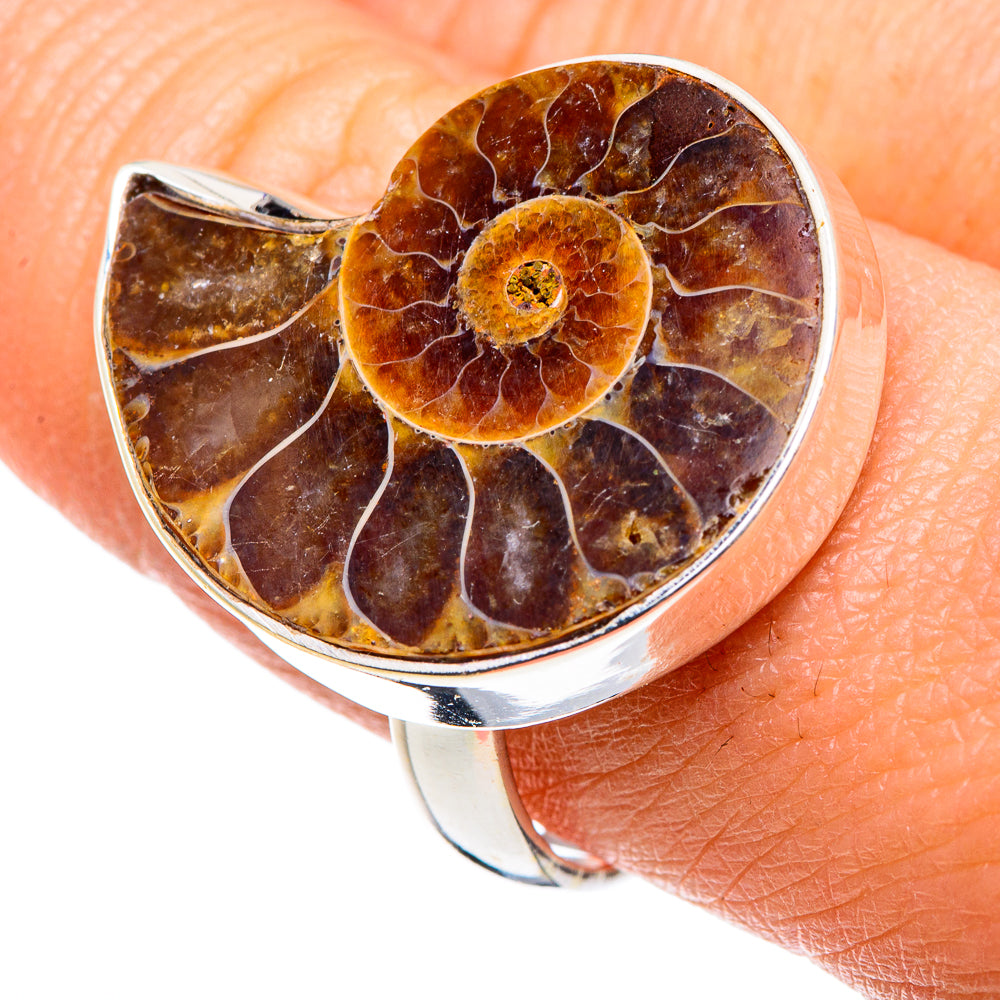Ammonite Fossil Rings handcrafted by Anasilvercos - RING89306